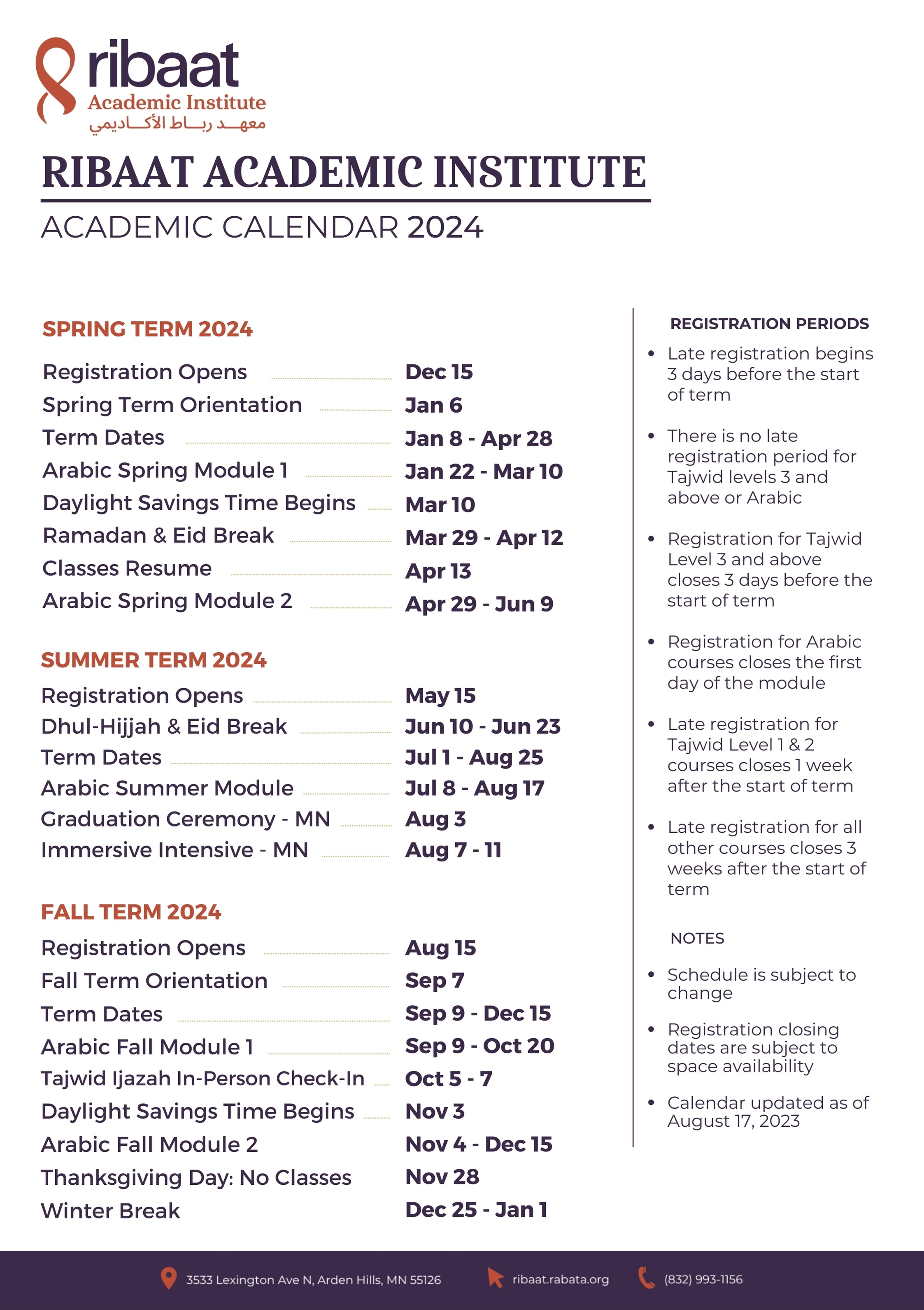 Academic Calendar 2024